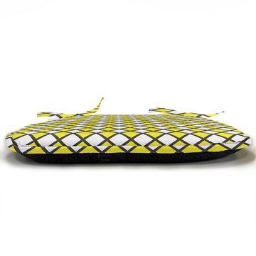 Abakuhaus Stuhlkissen Dekoratives wasserfestes Kissen mit Riemen für Küchensitze, Gelb und Weiß geometrische Alt