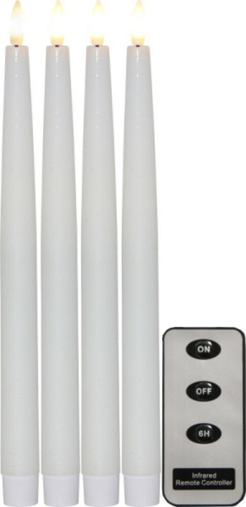 STAR TRADING LED-Kerze 4x "Flamme" weiß, Kerze, warmweiß, batteriebetrieben, L22mm (ja)
