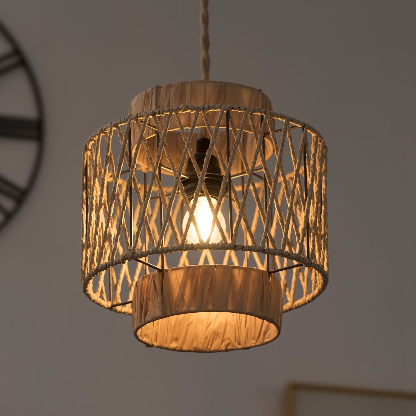 JDONG Pendelleuchte Lampenschirm Rattan 25cm Handgefertigte günstig online kaufen