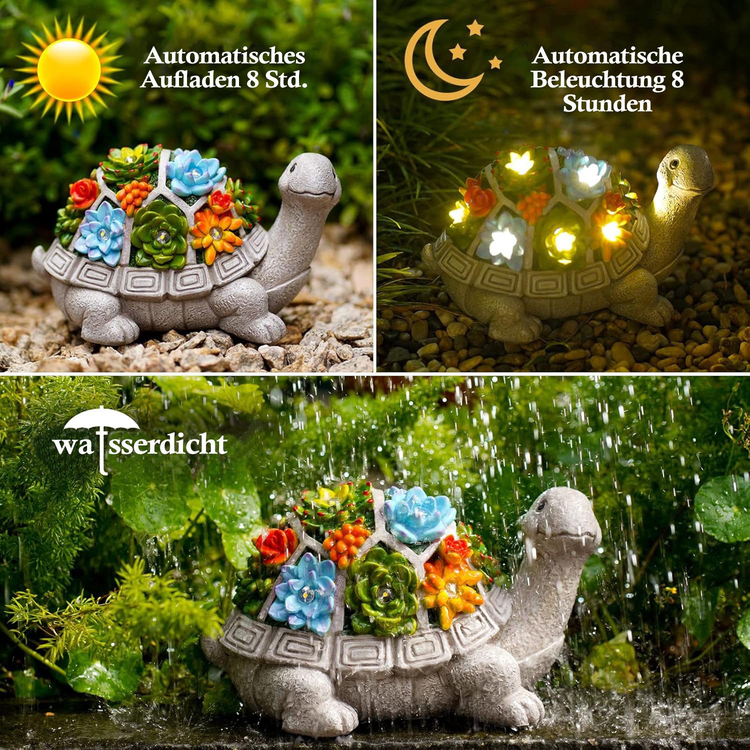 zggzerg Gartenfigur Solar Garten Figuren Schildkröte günstig online kaufen