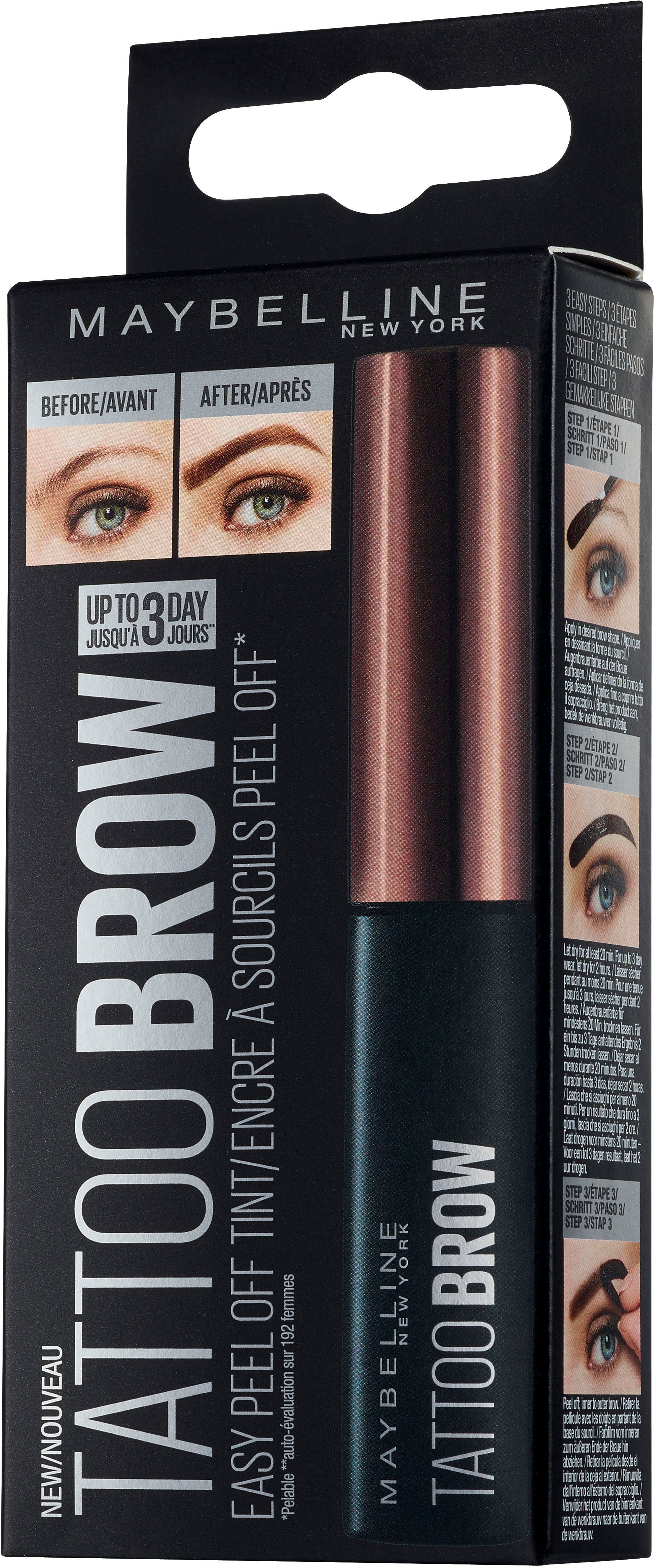 Brow, Tattoo YORK Dark Brown 2-tlg. 3 NEW Augenbrauen-Gel MAYBELLINE