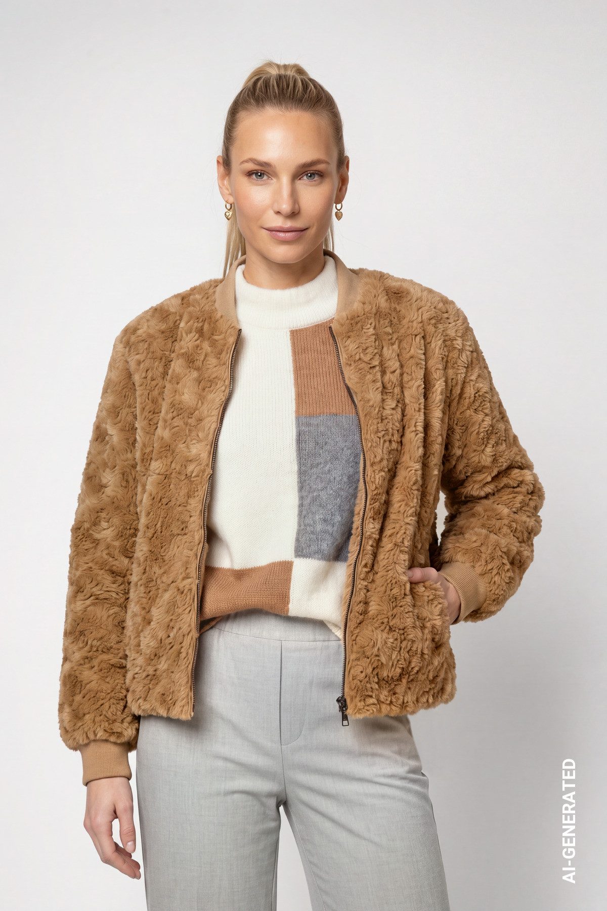 Monari Fellimitatjacke Jacke fake fur Regular fit mit Kunstfell