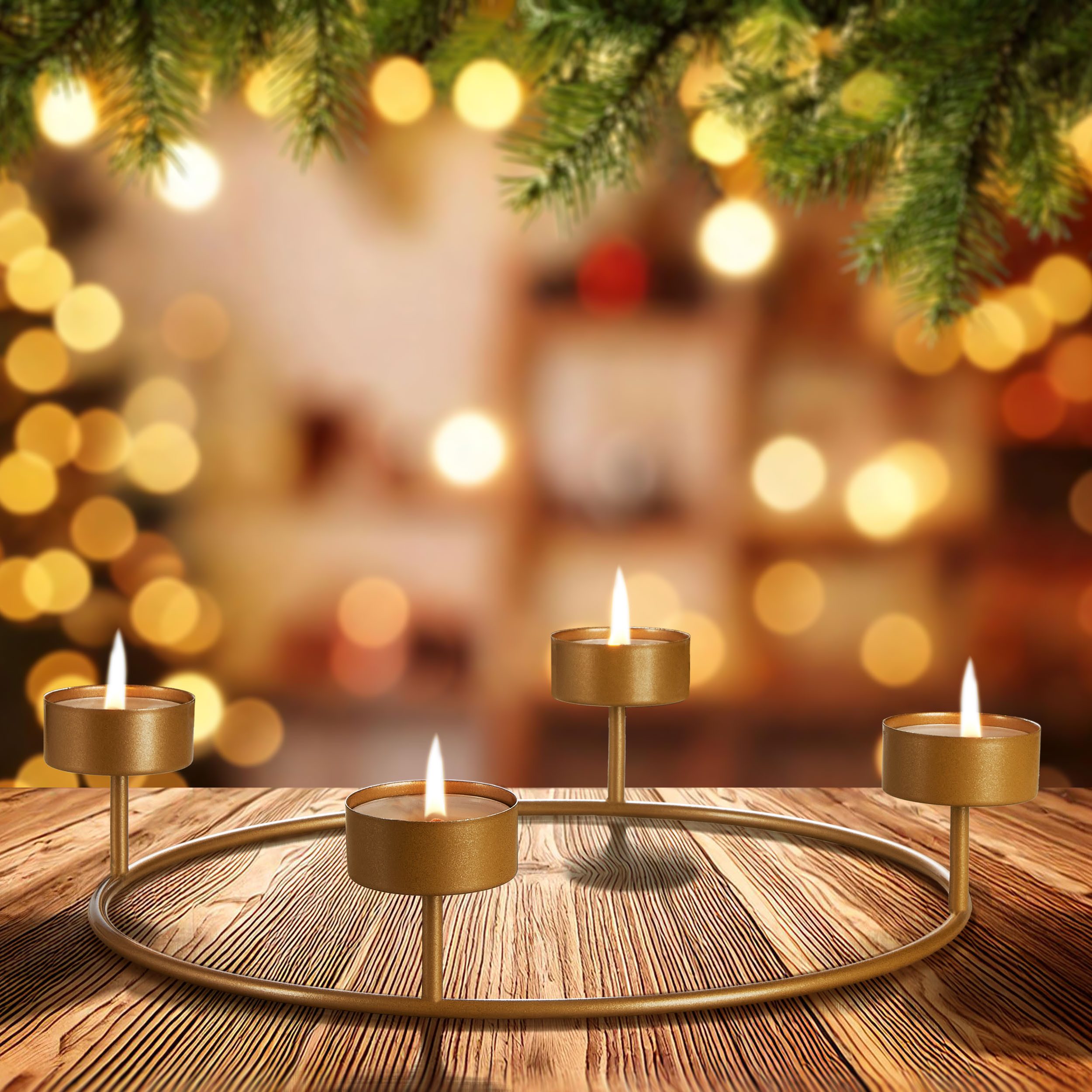BRUBAKER Adventskranz Kerzenhalter für 4 Teelichter günstig online kaufen