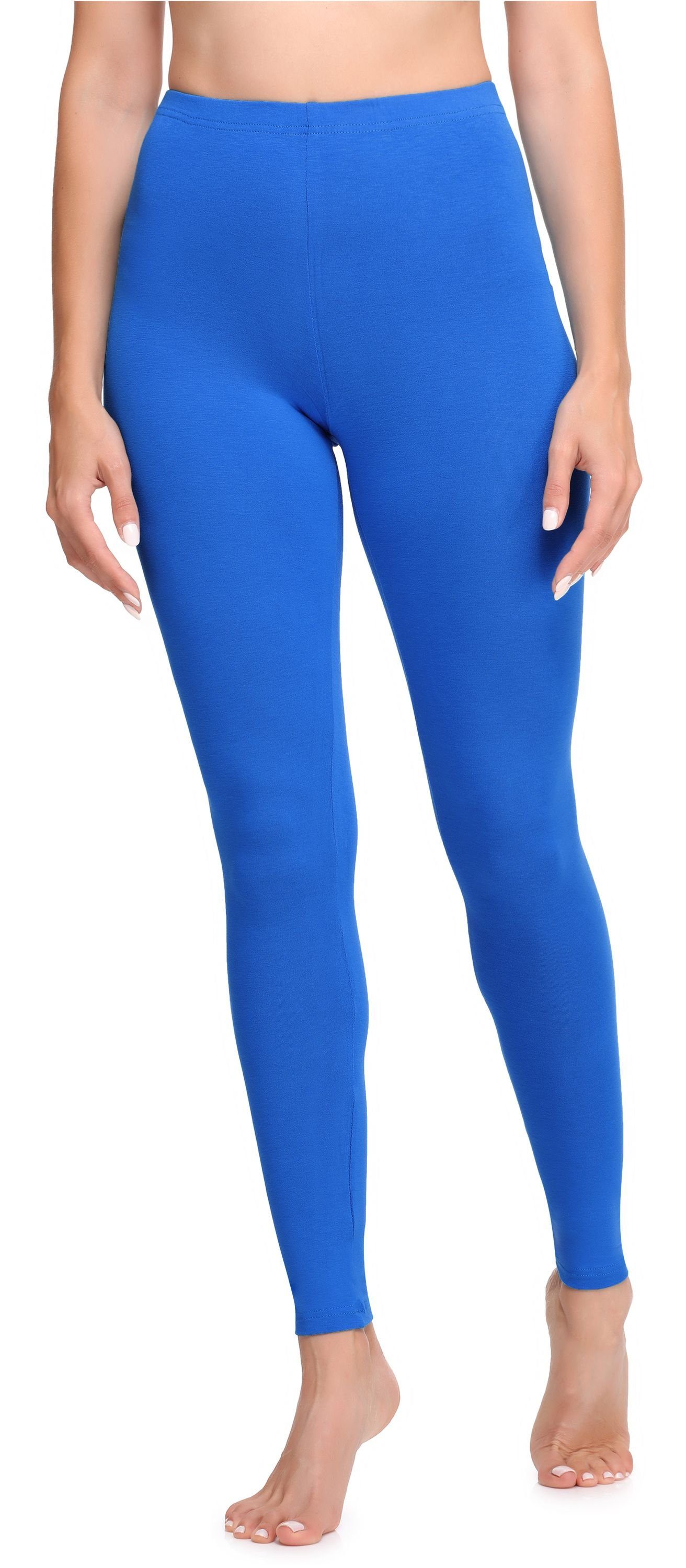 Ladeheid Leggings Kobalt (1-tlg) Lange LA40-133 Leggings Bund Baumwolle elastischer aus Damen