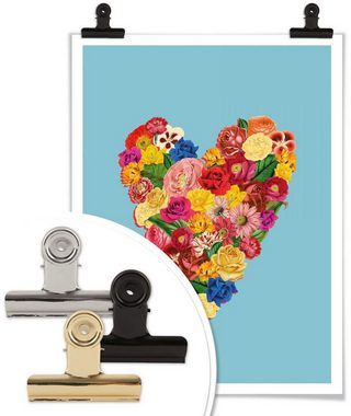 Wall-Art Poster Blumen Herz Sommerliebe, Herz (1 St), Poster ohne Bilderrahmen