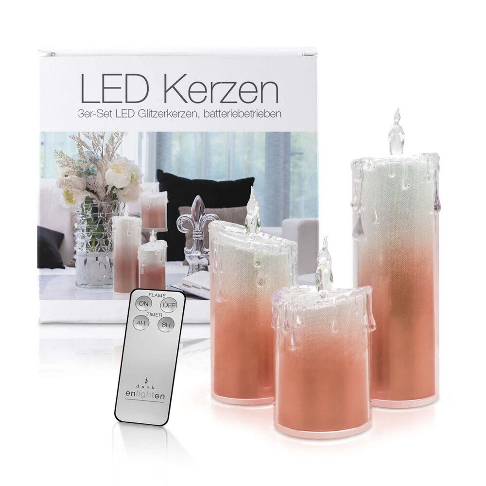 LED Universum LED-Kerze 3x "Liza" Acryl, rot, Kerze, batteriebetrieben, IP20 (ja)