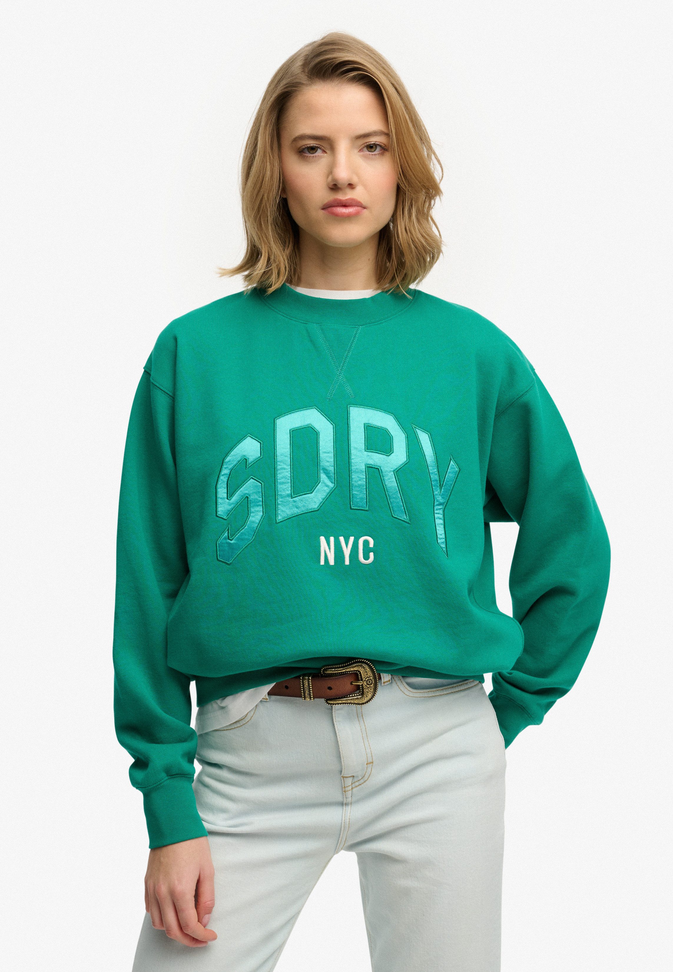 Superdry Sweatshirt VARSITY SATIN APPLIQUE CREW