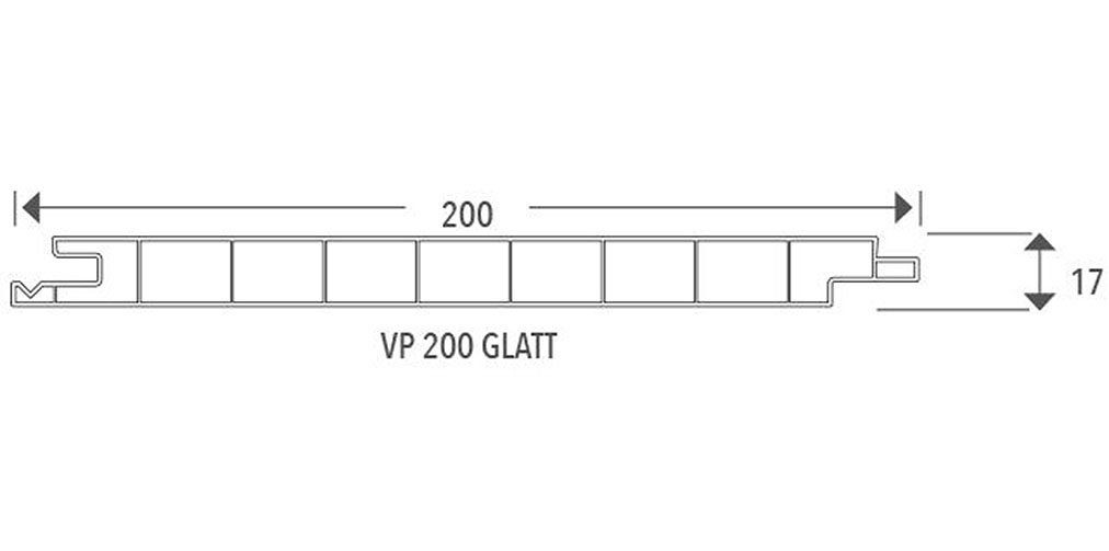 & m) VP Jentzsch ideal weiß, glatt, Verkleidungspaneel cm, ohne Tetzner (Spar-Set, PVC-Hohlkammerprofil, Flächen für 10-tlg., beidseitig 20x600 V-Fuge, homogene 12 BxL: 200