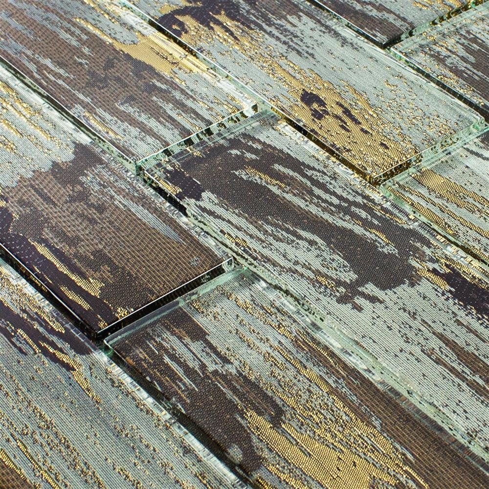 Mosafil Mosaikfliesen Glasmosaik Fliesen Troja, Glas 30.000x30.000, gold, Verlegefertig auf ein Netz geklebt - Wasserfest