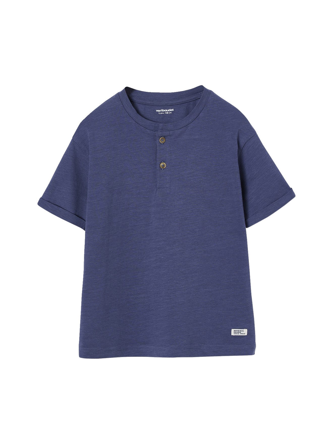 Kurzarmshirt Jungen Henley-Shirt mit Recycling-Baumwolle BASIC