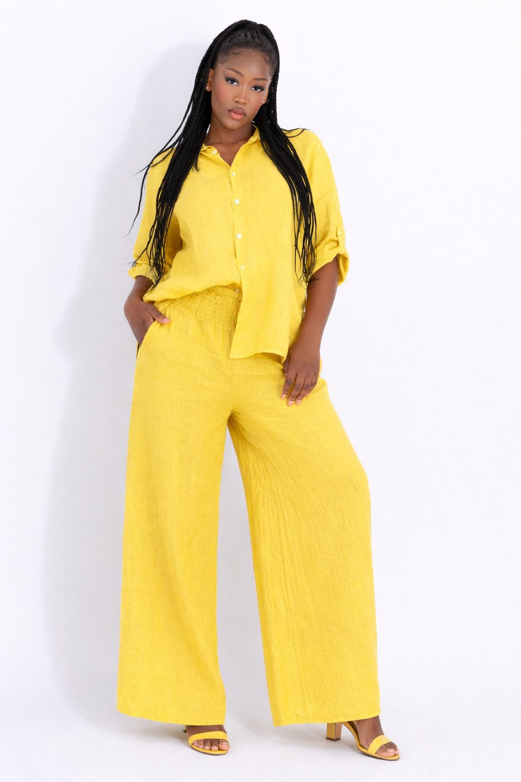 YC Fashion & Style Leinenhose mit hohem Smokbund – bequem & stylisch aus Leinen Basic