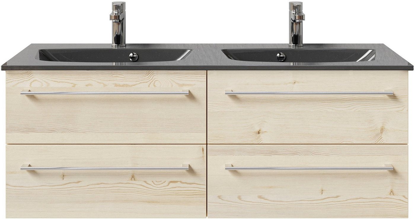 Thumbnail - Saphir Waschtisch Serie 6025 Mineralmarmor-Waschtisch mit Unterschrank, 132 cm breit (2-St), Doppel-Waschplatz mit 4 Sch...