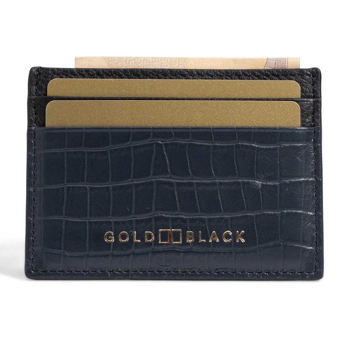 GOLDBLACK Kartenetui GOLDBLACK Kartenetui CrocPrestige aus echtem Leder in navy blau