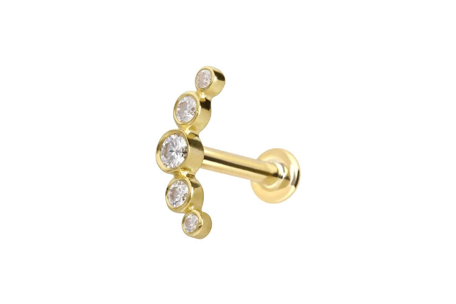 PIERCINGLINE Piercing-Set 14 Karat Gold Labret mit Innengewinde MOISSANIT-B günstig online kaufen