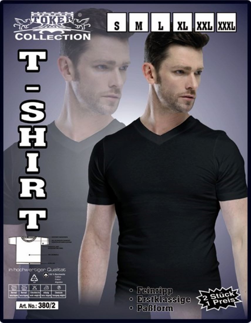 Toker Collection® T-Shirt Herren T-Shirt Basic V- Ausschnitt 2er Pack (Packung, 2er-Pack) aus Baumwolle – Bild 4 von 4