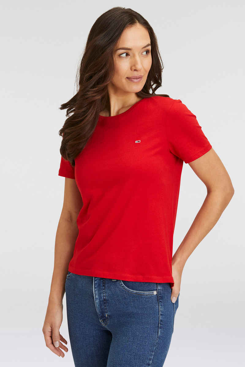 Tommy Jeans Rundhalsshirt TJW SOFT JERSEY TEE mit Tommy Jeans Logo-Flag auf der Brust