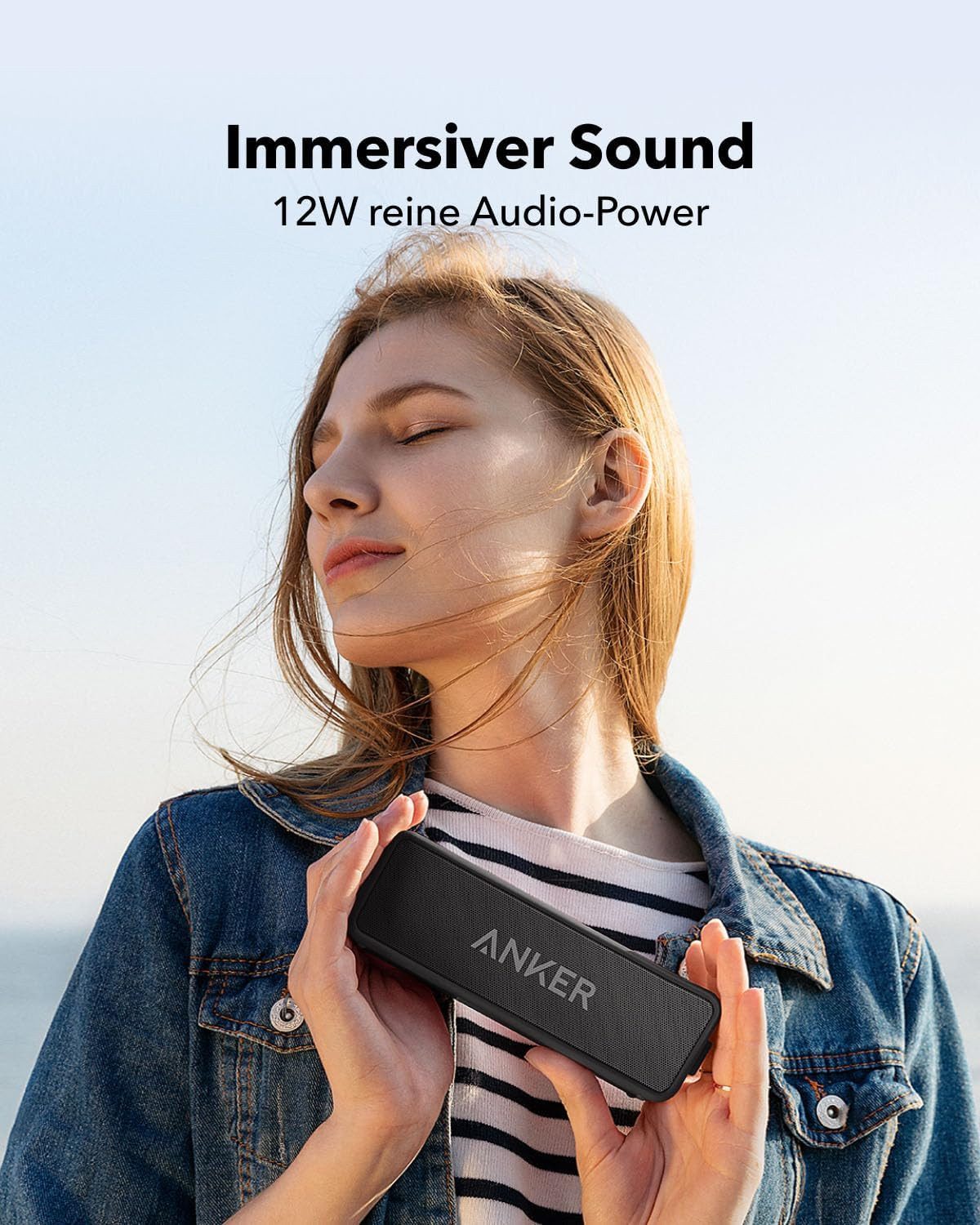 Anker SoundCore 2 mit Dualen Bass-Treibern 24h Akku Bluetooth-Lautsprecher (12 W, Verbesserter IPX7 Wasserschutz Bluetooth 5.0) – Bild 4 von 5