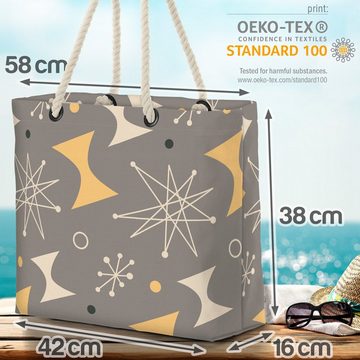 VOID Strandtasche (1-tlg), Design Retro All Over Muster Retro Design Muster 70er Sterne Beige Wo