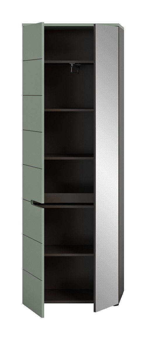 xonox.home Kleiderschrank Garderobenschrank Canu, Smoke Green / Basalt grau Spiegeltür