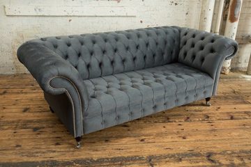JVmoebel Chesterfield-Sofa Klassische Chesterfield Orange Textil Couch Sofa Sitz Polster Stoff, Die Rückenlehne mit Knöpfen.