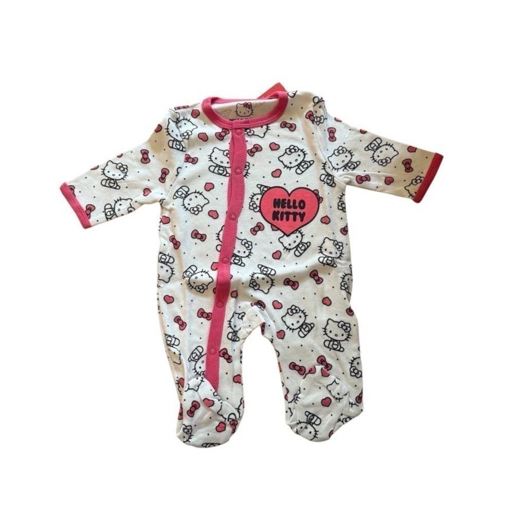 Hello Kitty Ползунки Hello Kitty-Strampler für Mädchen, weiß-pink, Größen 62 bis 92
