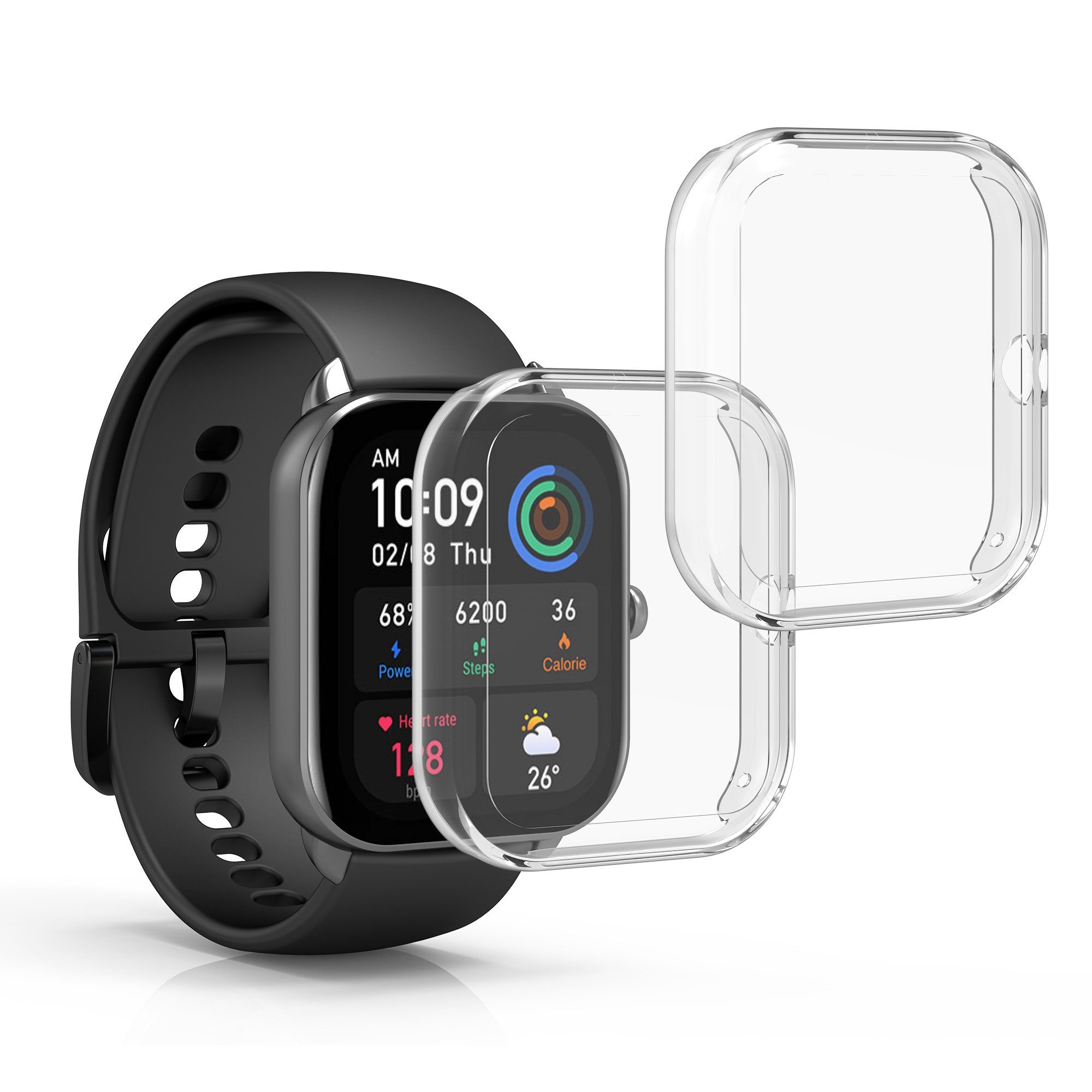 kwmobile Smartwatch-Hülle 2x Silikon Hülle für Huami Amazfit GTS 4 Mini, Schutzhülle Fullbody Display Cover Set aus Silikon