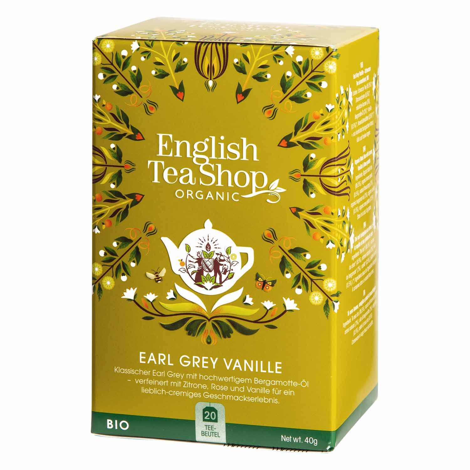English Tea Shop Tee Earl Grey Vanille, BIO, 20 Teebeutel, Lieblich. Cremig. Außergewöhnlich.