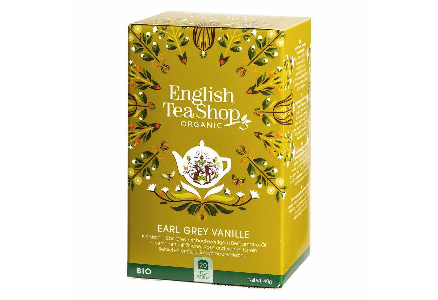 English Tea Shop Tee Earl Grey Vanille, BIO, 20 Teebeutel, Lieblich. Cremig. Außergewöhnlich.