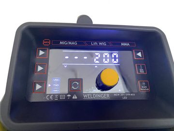 WELDINGER Elektroschweißgerät synergischer Kombi-Schweißinverter MEW 201 SYN eco LED, 30,00 - 200,00 A