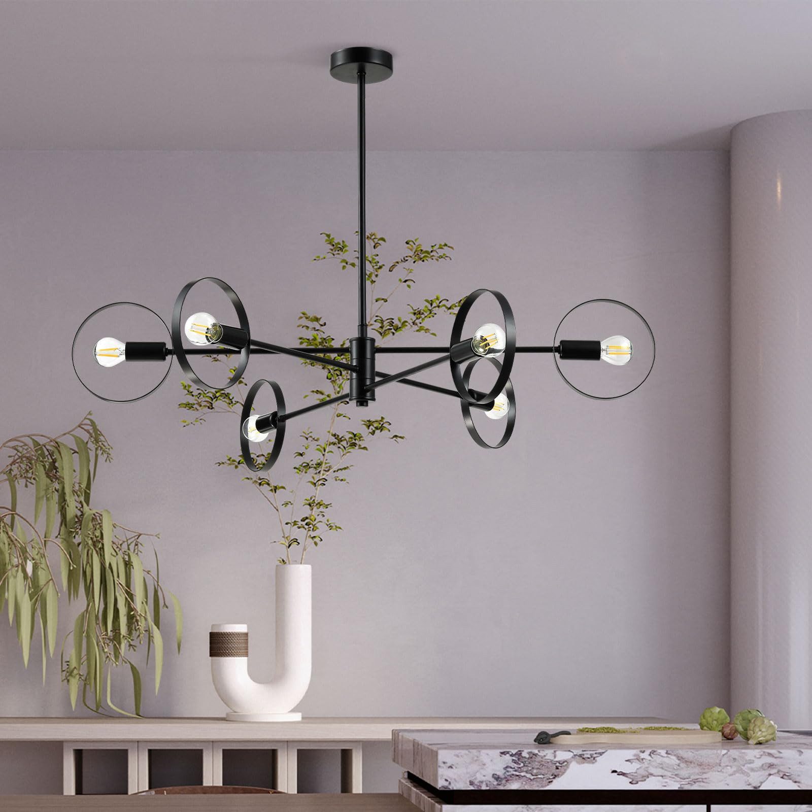 LQWELL Kronleuchter Modern Industrie Chandelier LED Pendelleuchte Hängeleuchte E14, ohne Leuchtmittel, Dieses Produkt enthält keine Glühbirnen, Retro Schreibtischlampe Esstischlampe, für Schlafzimmer Wohnzimmer Studio Hotel Treppe