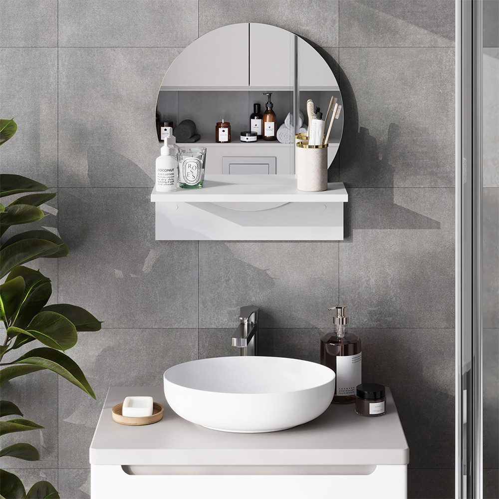 Vicco Badspiegel Elyra, Weiß, 40 x 47.5 cm mit Ablage (1-St)