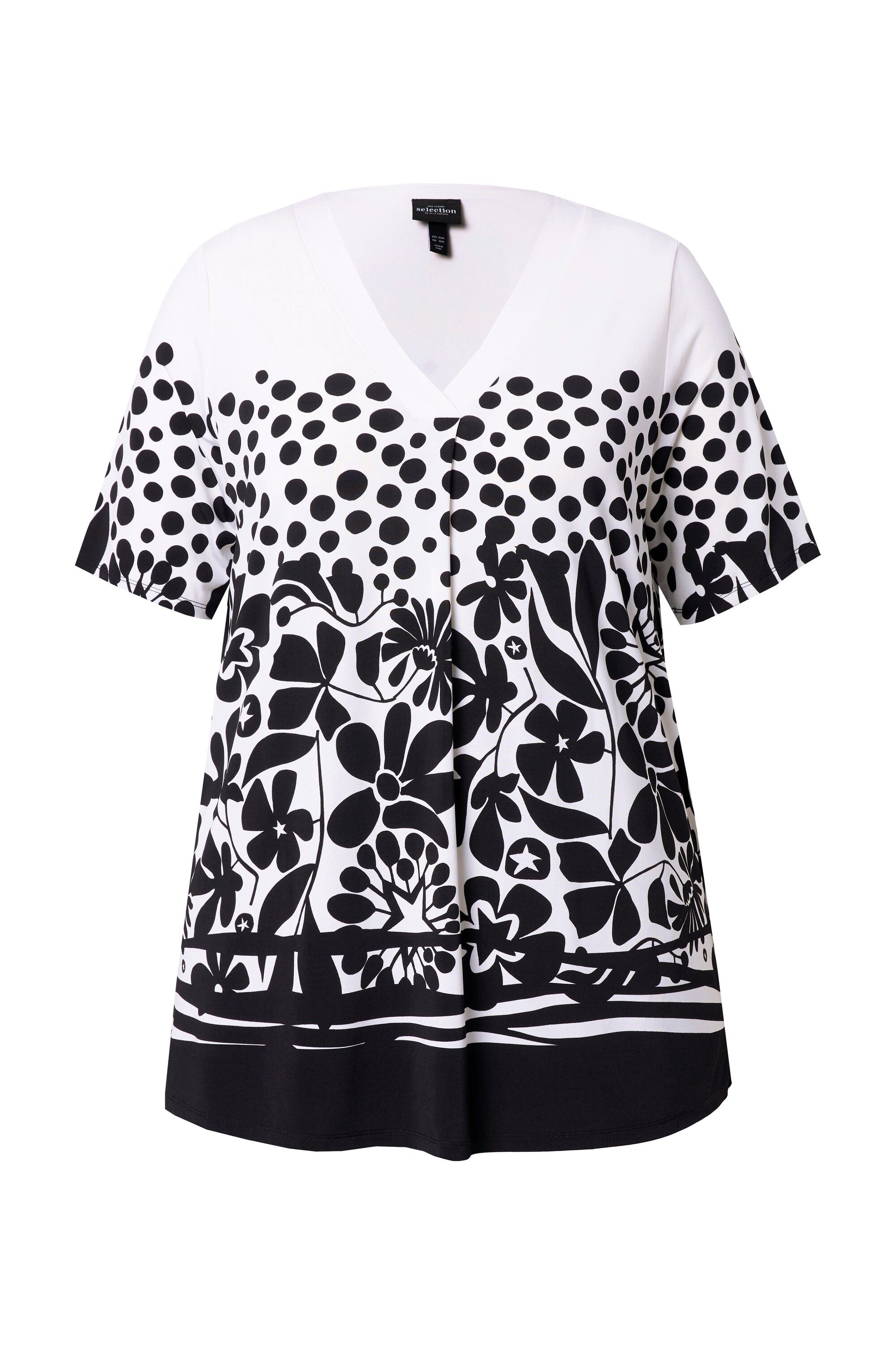 Ulla Popken T-Shirt Slinkyshirt Blüten V-Ausschnitt günstig online kaufen