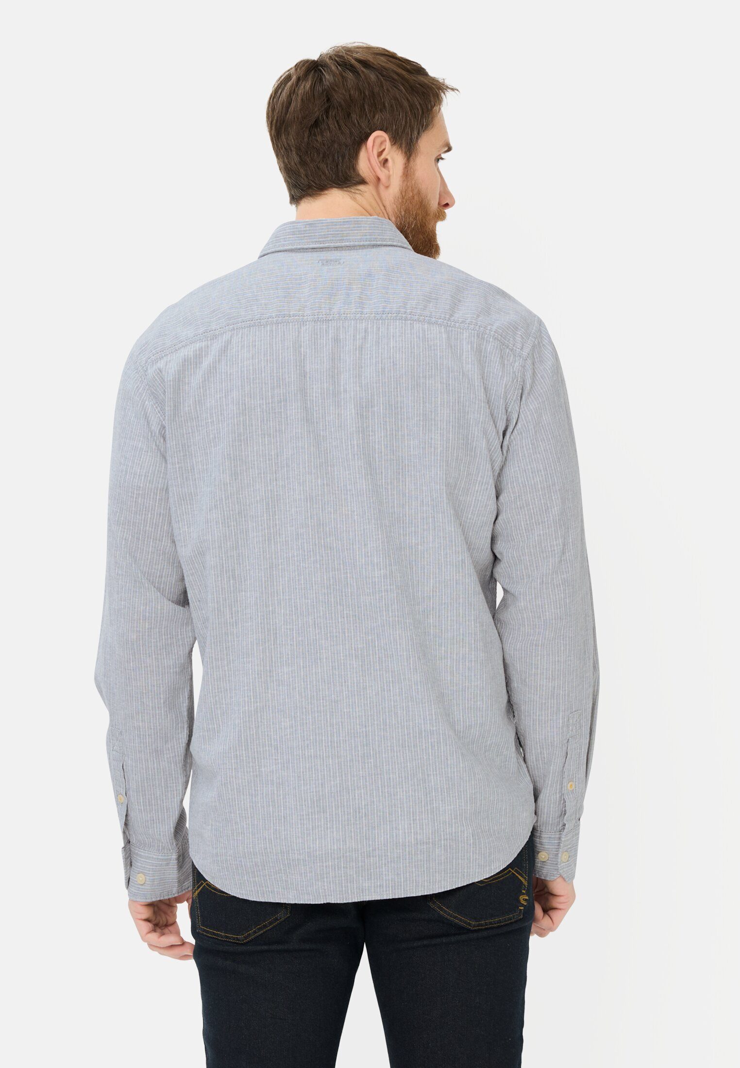 camel active Leinenhemd aus Leinenmix Langarm Button-Down