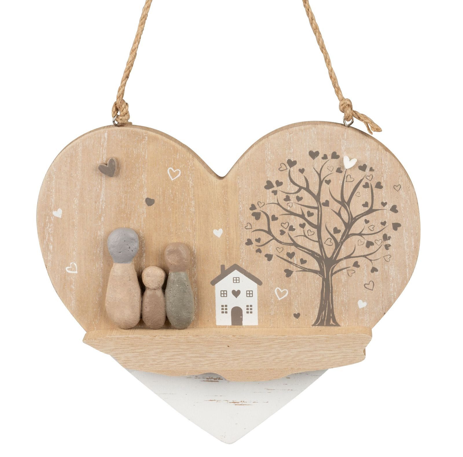 formano Holzbild Herz Hänger Steinoptik Wanddeko Herz 23cm mit Kordel zum Hängen Holz