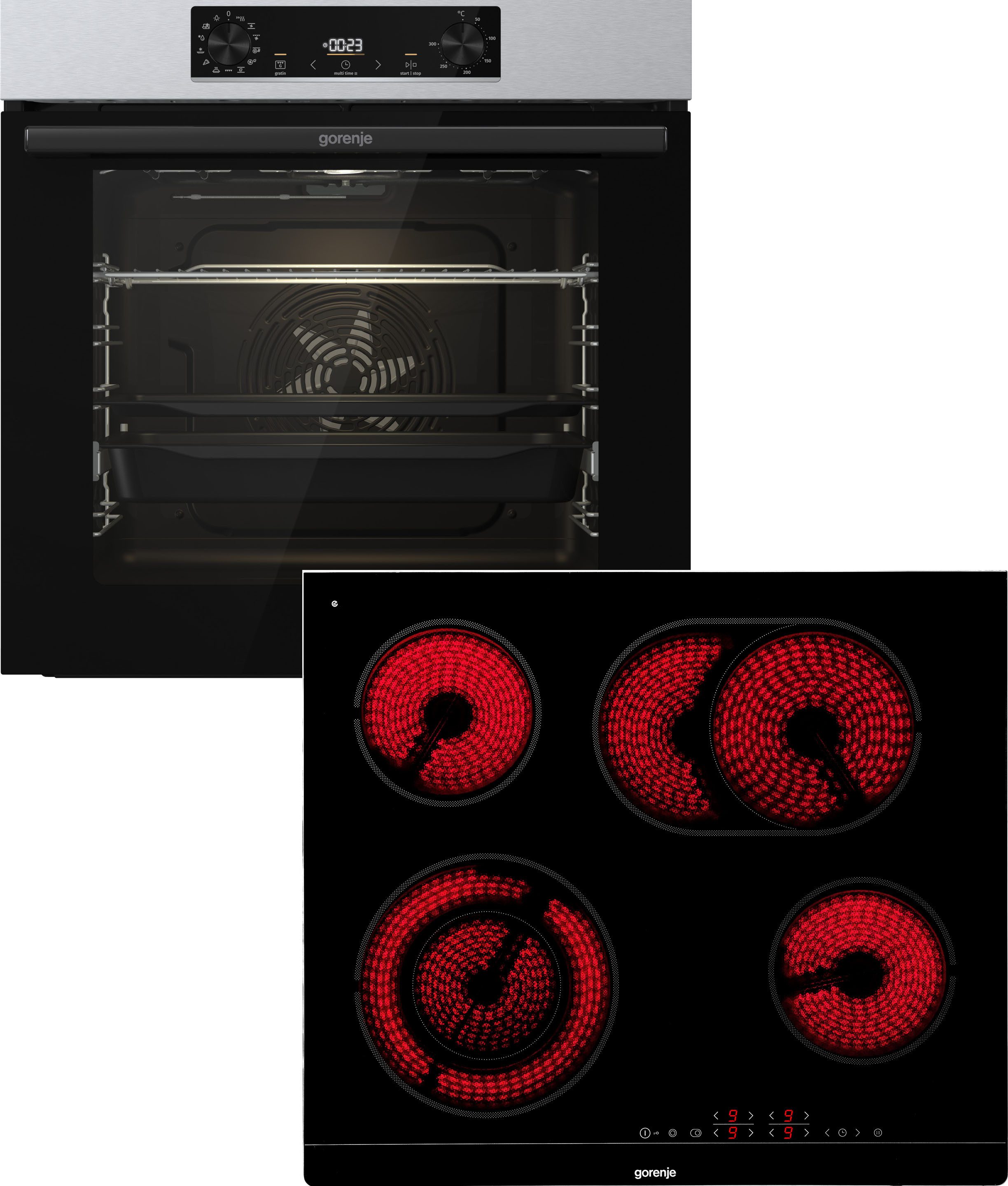 GORENJE Backofen-Set Pacific Backofen-Set Basic 2021, mit 1-fach-Teleskopauszug, Aqua Clean, Pizzafunktion mit 300 °C – perfekt für Pizza, Focaccia und mehr!