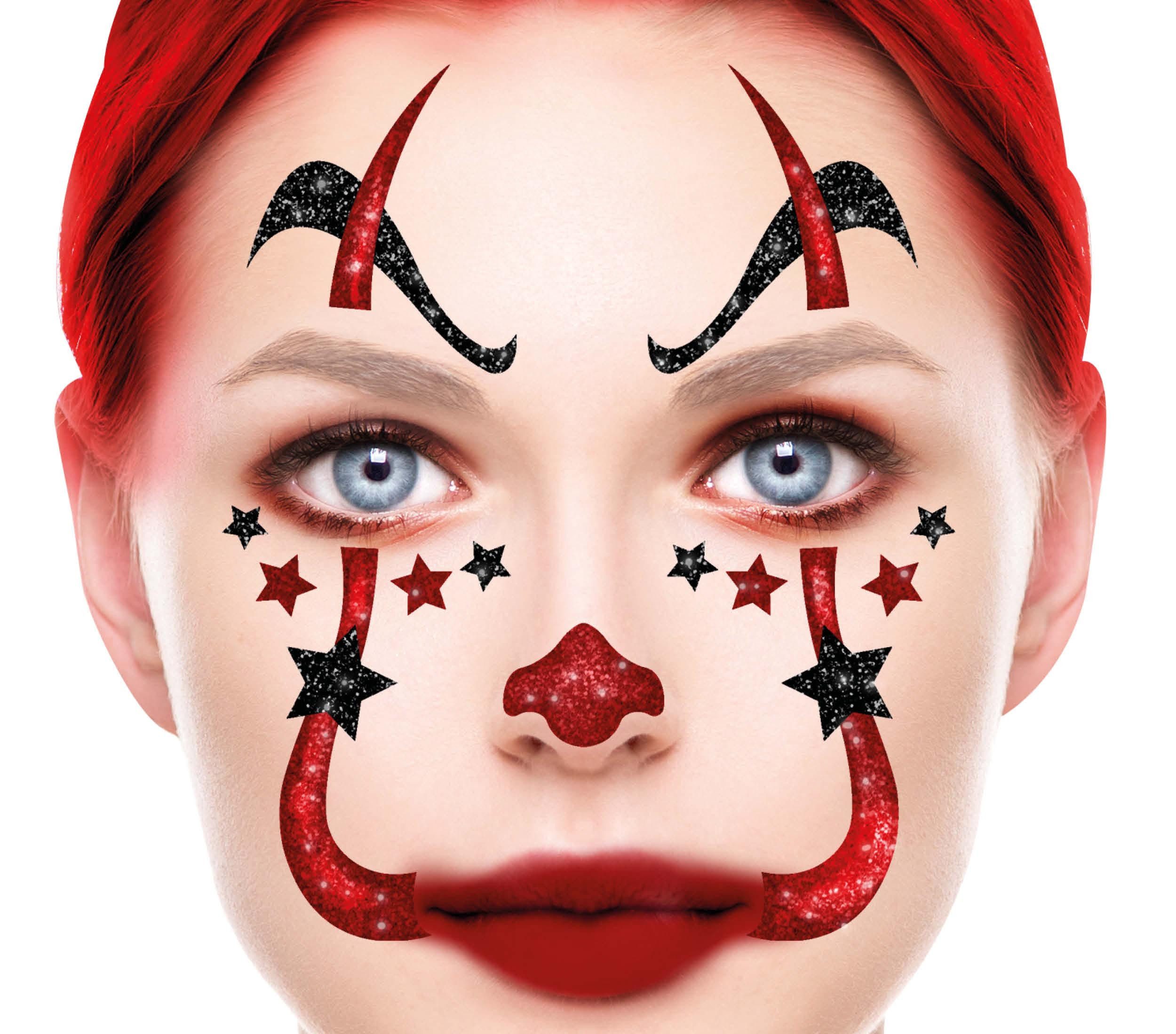 Fiestas Guirca Kostüm, Clown Party Face Sticker Halloween Make Up Dekoration Aufkleber Gesich