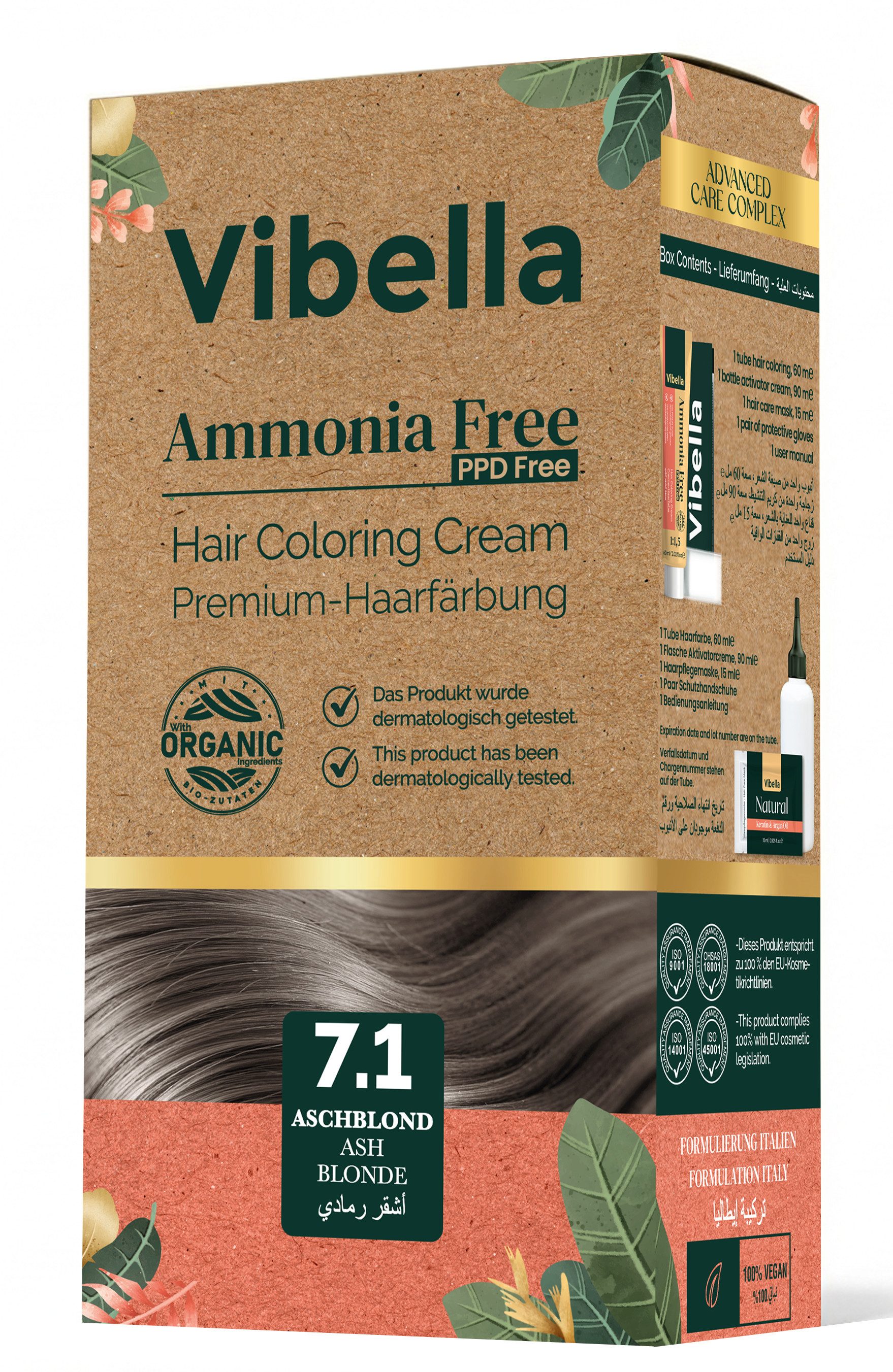 Vibella Haarfarbe Haarfärbecreme Nr. 7,1 Aschblond – Premium-Haarfarbe
