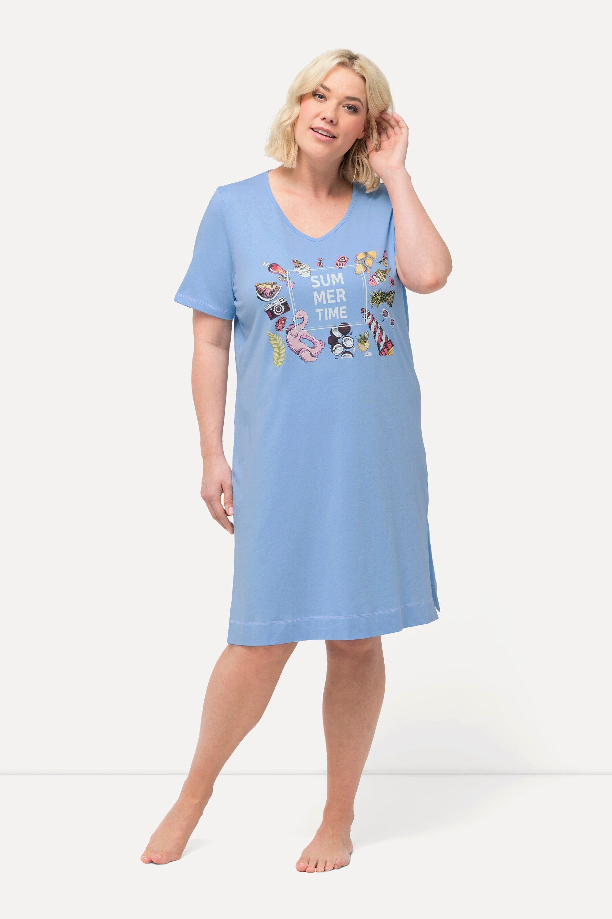 Ulla Popken Bigshirt Bigshirt bedruckt V-Ausschnitt günstig online kaufen