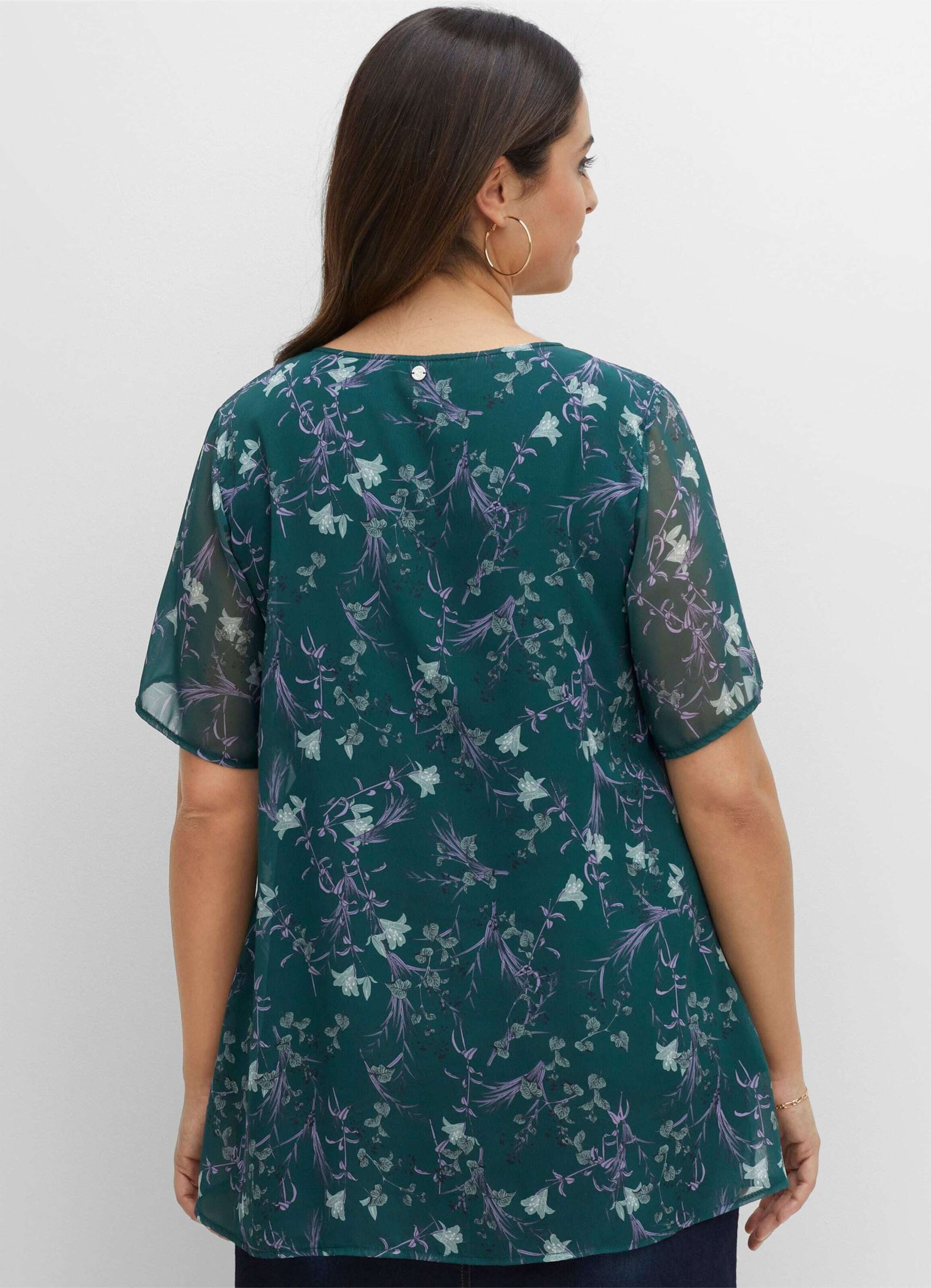 Sheego T-Shirt T-Shirt Kurzarm in leichter Chiffonqualität, blickdichtes Un günstig online kaufen