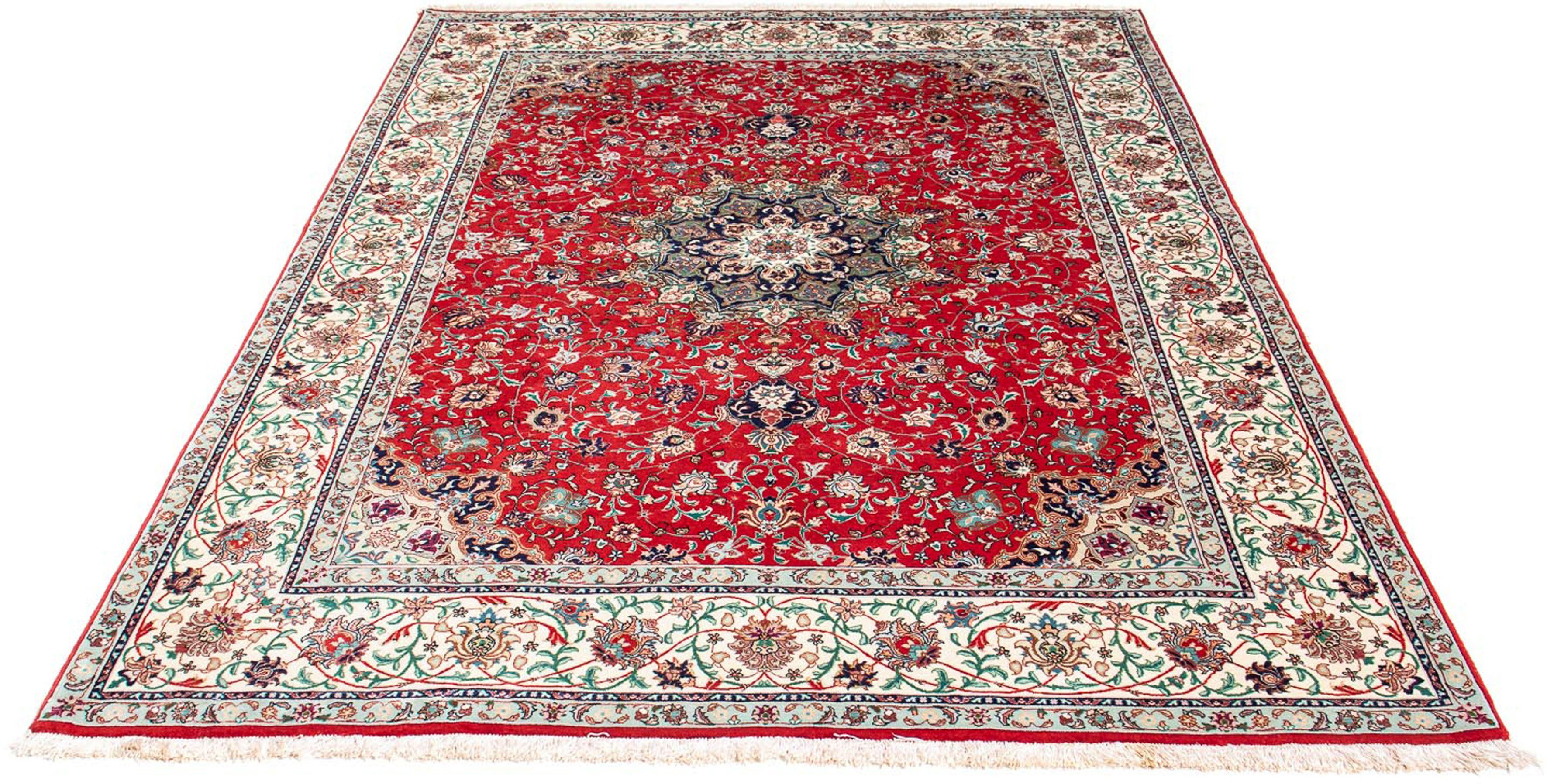 Orientteppich Täbriz - 214 x 150 cm - dunkelrot, morgenland, rechteckig, Höhe: 10 mm, Wohnzimmer, Handgeknüpft, Einzelstück mit Zertifikat