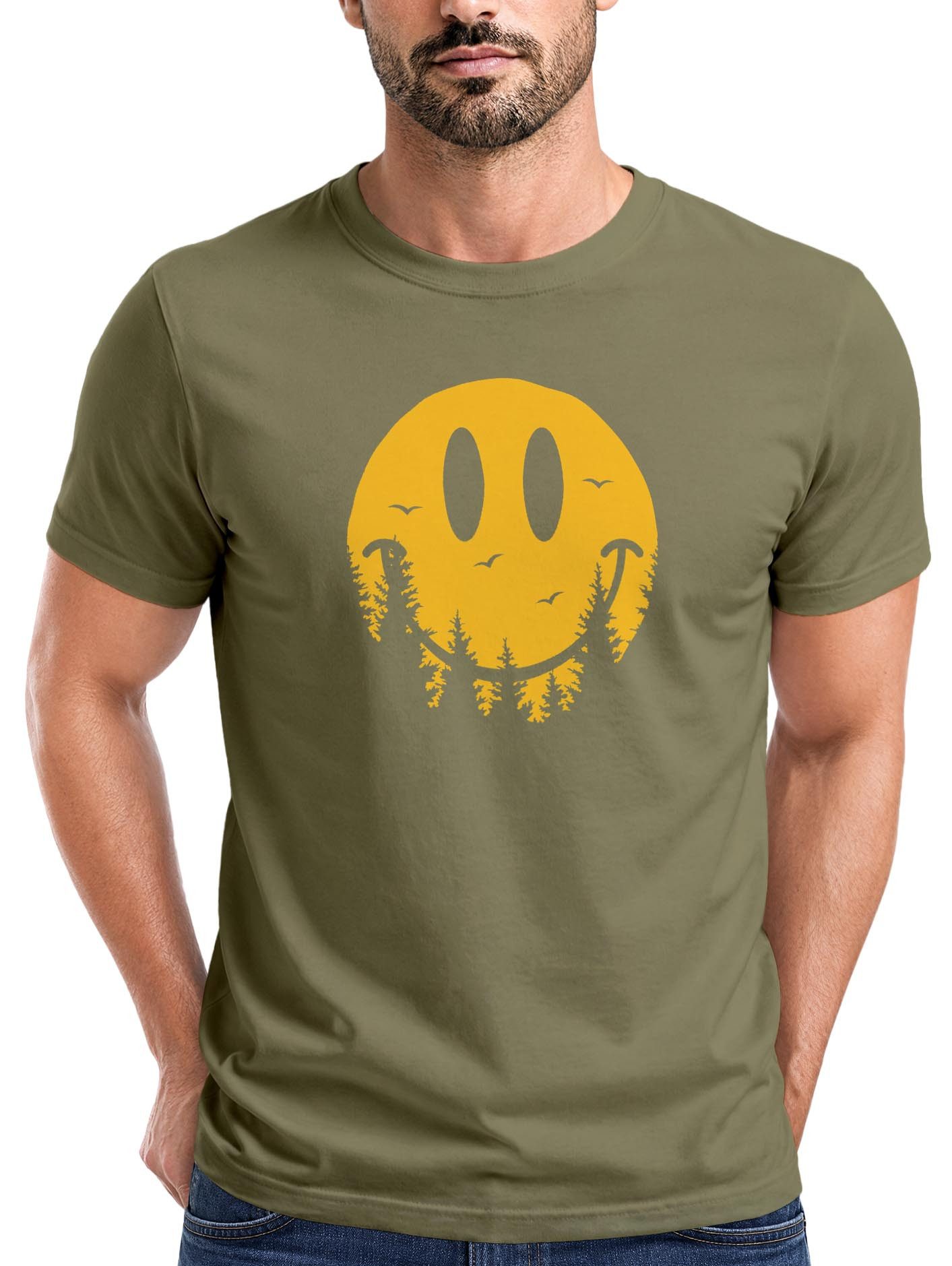 Print-Shirt Neverless® Herren T-Shirt Sommer Sonne Outdoor Motiv Lustig Smiling