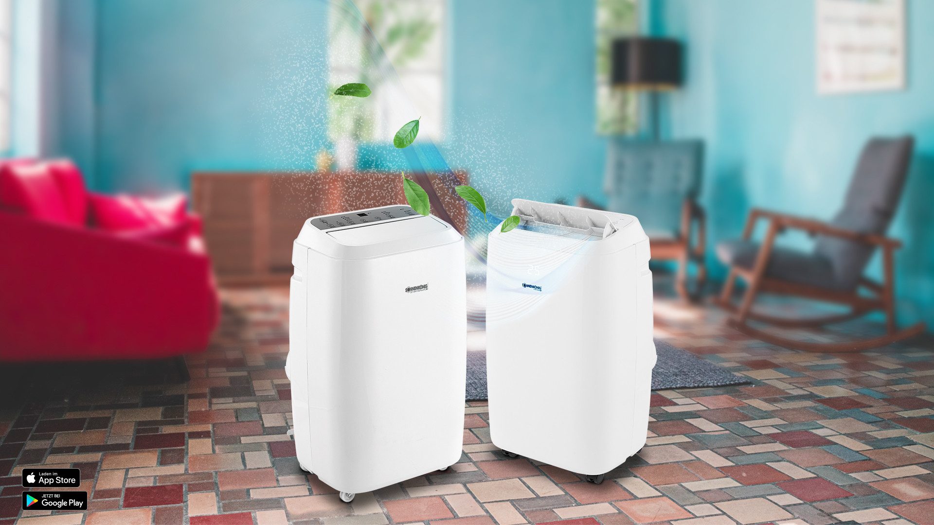 Sonnenkönig Klimagerät Fresco 140, Leistungsaufnahme 1.6kW, WLAN, Fernbedienung, mobil, Energieklasse A, bis 55m², 24h Timer, Schlauchlänge 1.5m