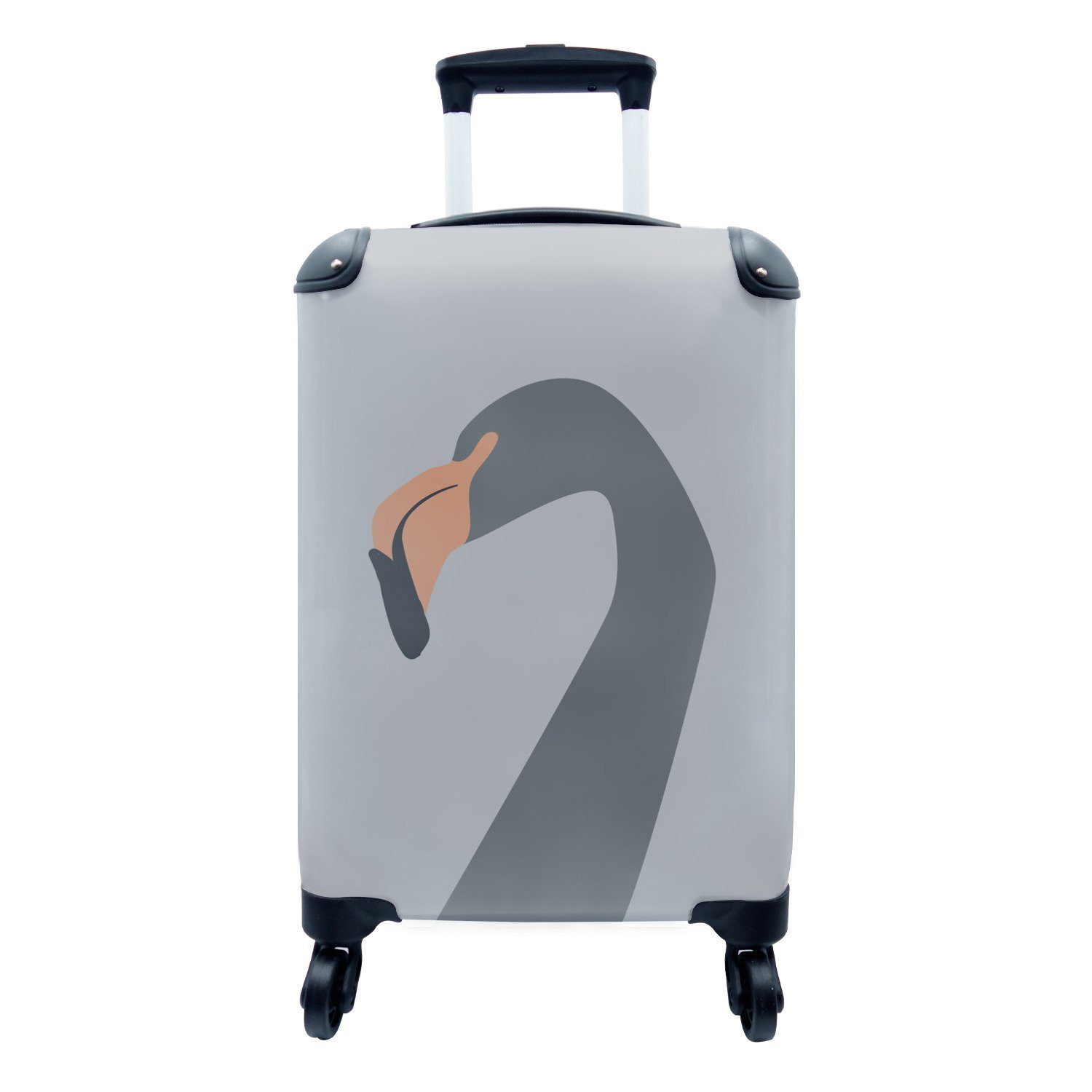MuchoWow Handgepäckkoffer Pastell - Farbe - Flamingo, 4 Rollen, Reisetasche mit rollen, Handgepäck für Ferien, Trolley, Reisekoffer