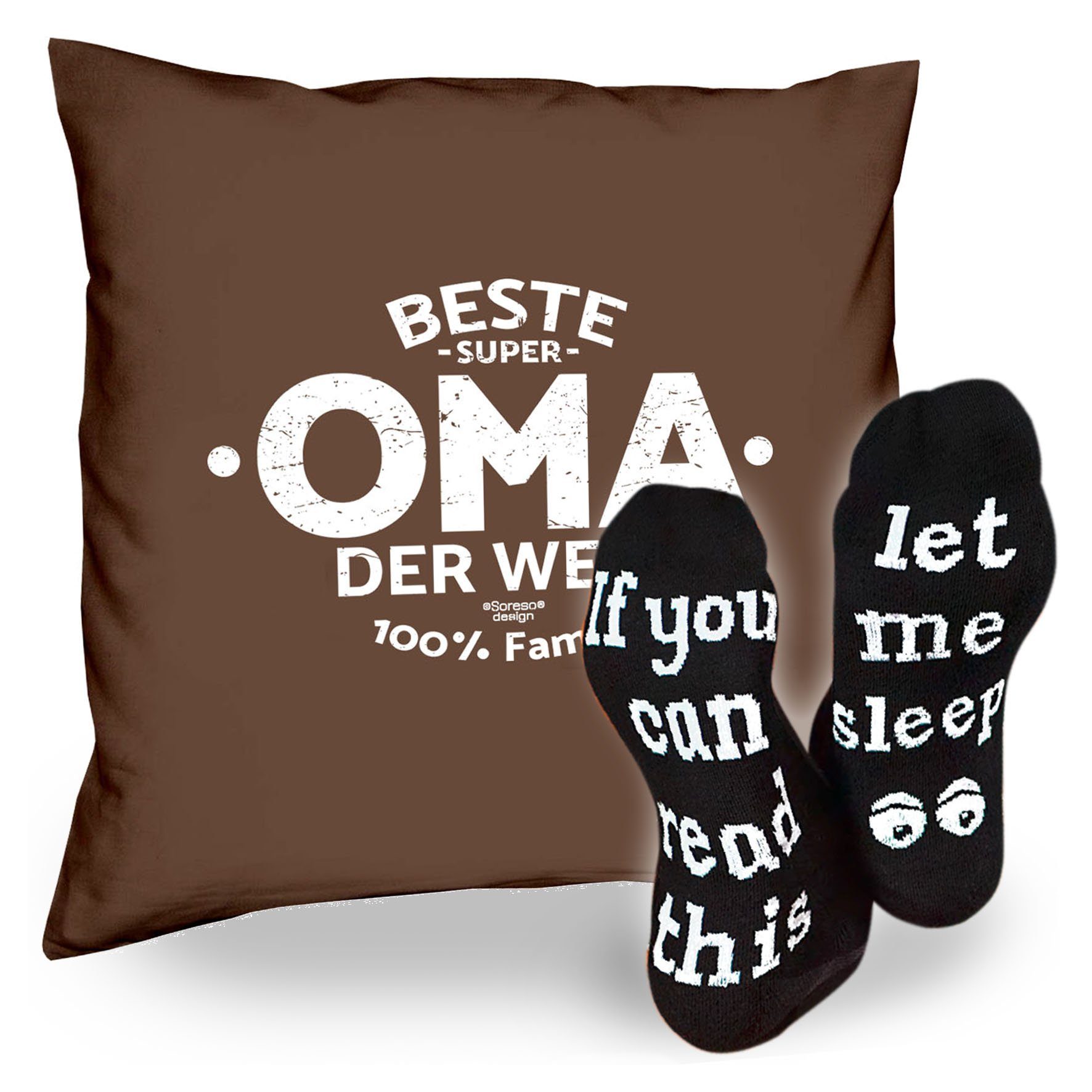 Sleep, Muttertag Socken Dekokissen Kissen Weihnachten braun der Geburtstag Geschenke & Oma Sprüche Soreso® Beste Welt