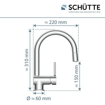 Schütte Spültischarmatur Stella temperaturgesteuerter LED Wasserhahn, 360° schwenkbar