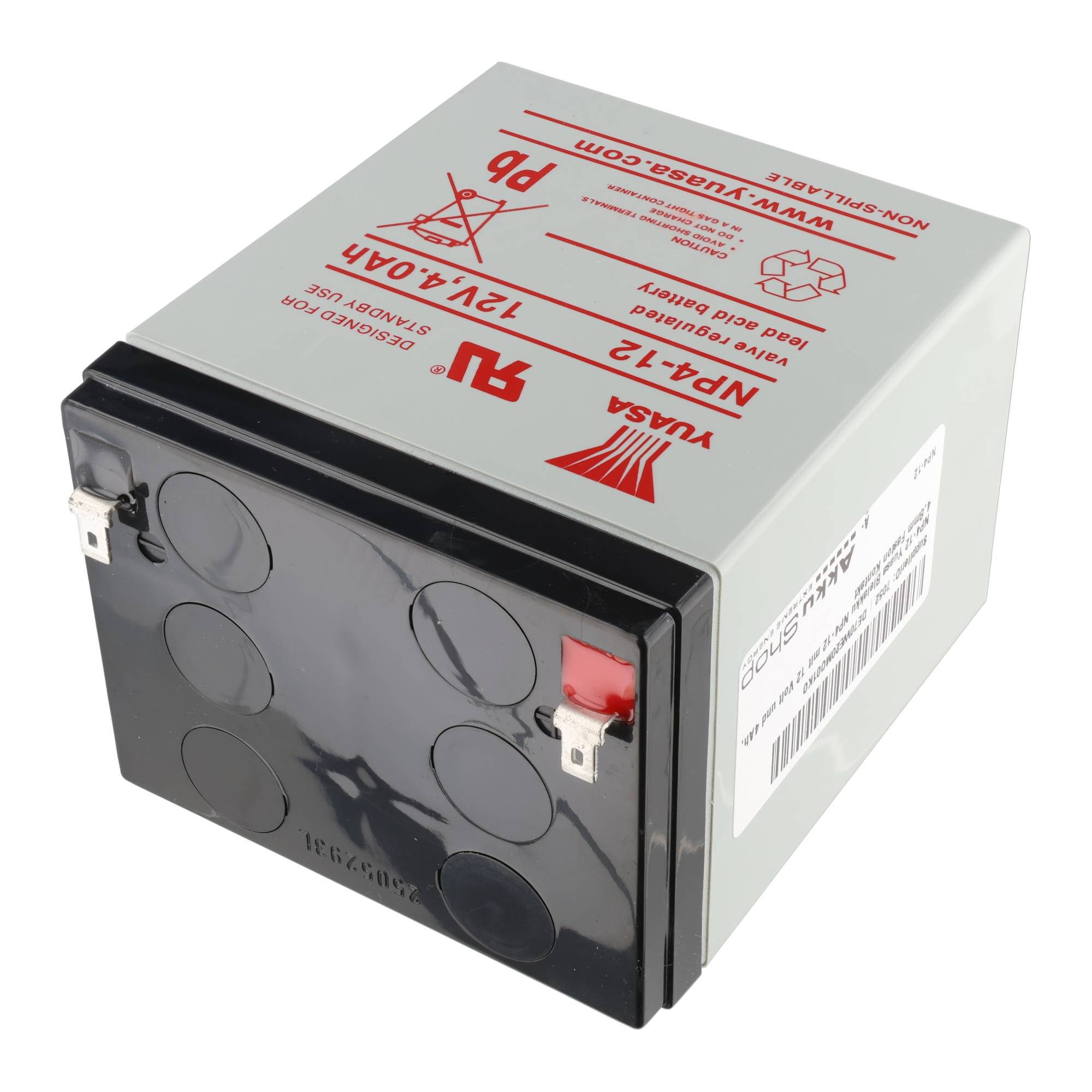 Yuasa NP4-12 Yuasa Bleiakku NP4-12 mit 12 Volt und 4Ah, 4,8mm Faston Kontak Akku 4000 mAh (12,0 V)