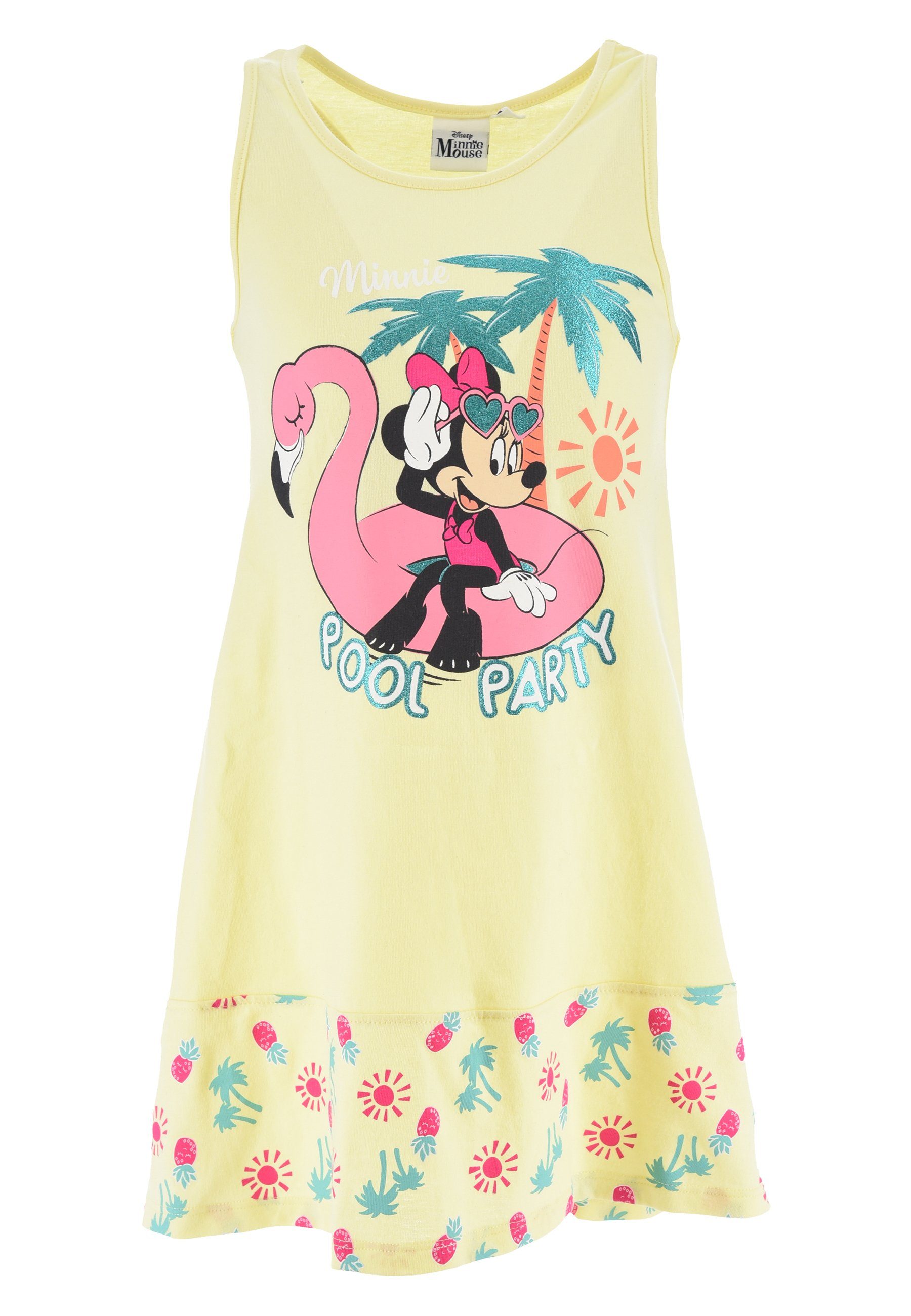 Sommer-Kleid Ärmellos Sommerkleid Gelb Strand-Kleid Disney Minnie Mouse Mädchen