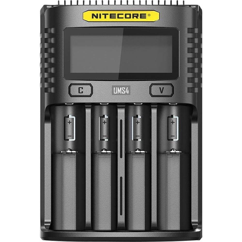 Nitecore Ladegerät USB NC-UMS4 Rundzellen-Lader (Akku-Defekt Erkennung, Automatischer Akkutest)