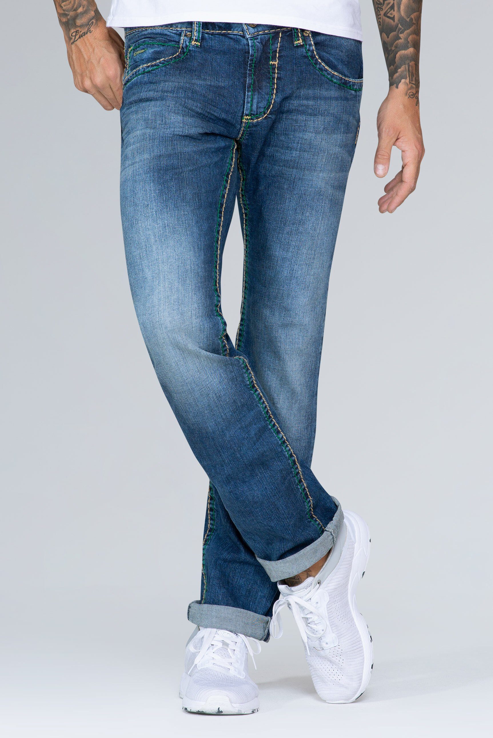 CAMP mit NI:CO Regular-fit-Jeans Used-Waschung DAVID