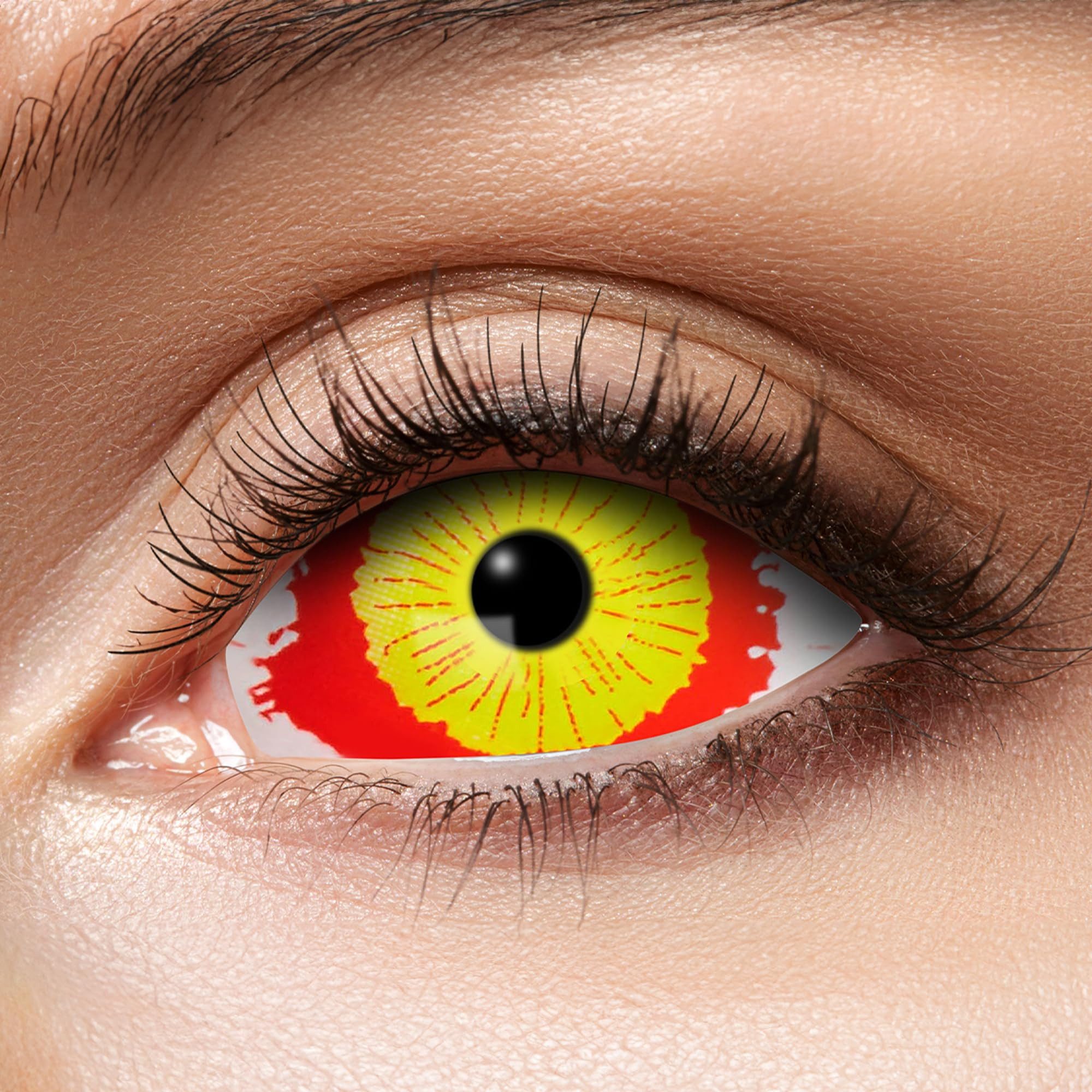 Eyecatcher Farblinsen Zoelibat Eyecatcher Sclera 6 Monats-Kontaktlinsen Damaged Eye Linsen, auffällige Farben für Horror, Gothic, Fantasy, Cosplay Fans